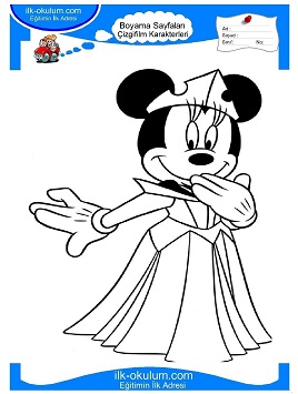 Çocuklar İçin Minnie-Mouse Boyama Sayfaları 